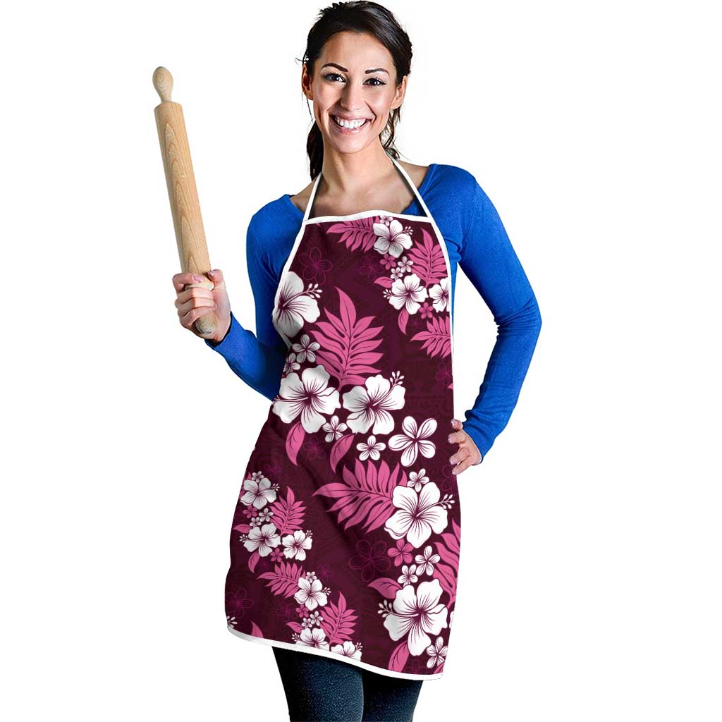 Hawaiian Hibiscus Tribal Floral Pink Apron Polynesian Tapa Pattern - Polynesian Pride