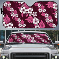 Hawaiian Hibiscus Tribal Floral Pink Auto Sun Shade Polynesian Tapa Pattern - Polynesian Pride