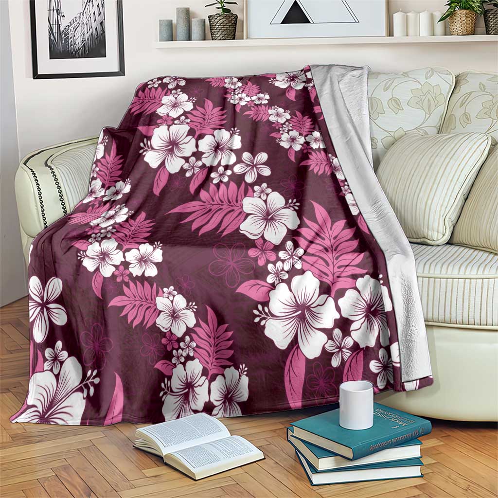 Hawaiian Hibiscus Tribal Floral Pink Blanket Polynesian Tapa Pattern - Polynesian Pride