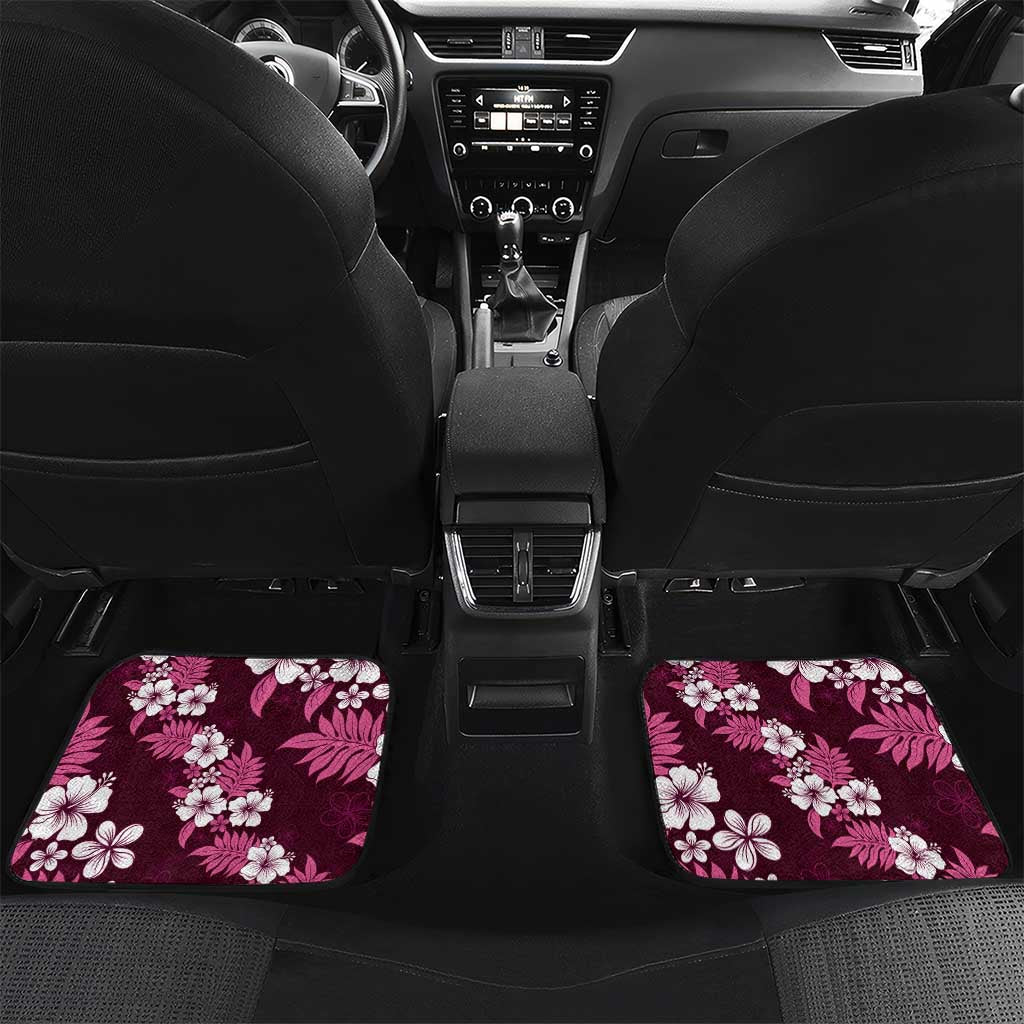 Hawaiian Hibiscus Tribal Floral Pink Car Mats Polynesian Tapa Pattern - Polynesian Pride