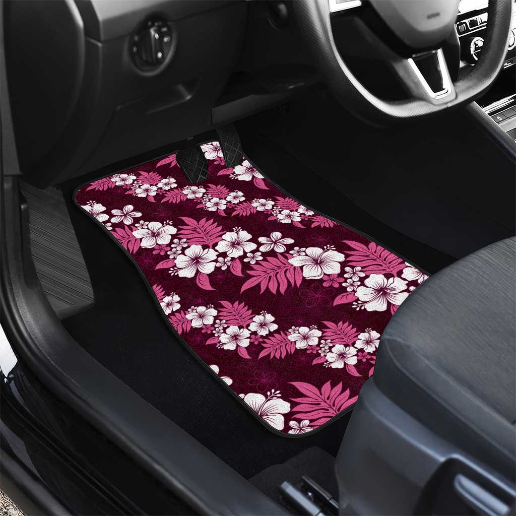 Hawaiian Hibiscus Tribal Floral Pink Car Mats Polynesian Tapa Pattern - Polynesian Pride
