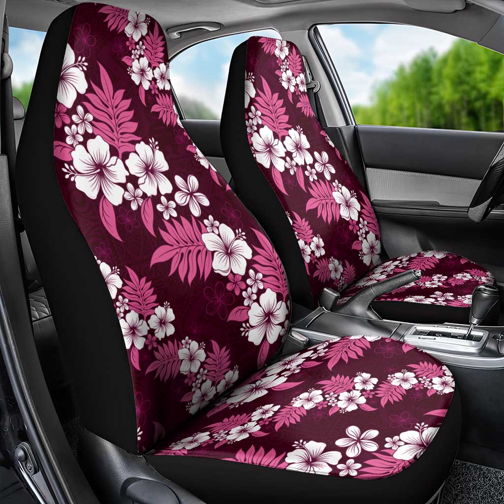 Hawaiian Hibiscus Tribal Floral Pink Car Seat Cover Polynesian Tapa Pattern - Polynesian Pride