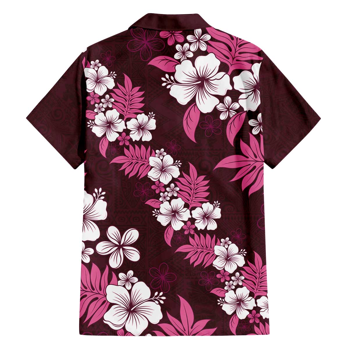 Hawaiian Hibiscus Tribal Floral Pink Family Matching Off The Shoulder Long Sleeve Dress and Hawaiian Shirt Polynesian Tapa Pattern - Polynesian Pride