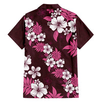 Hawaiian Hibiscus Tribal Floral Pink Family Matching Off Shoulder Maxi Dress and Hawaiian Shirt Polynesian Tapa Pattern - Polynesian Pride