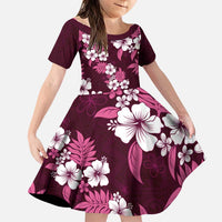 Hawaiian Hibiscus Tribal Floral Pink Family Matching Puletasi and Hawaiian Shirt Polynesian Tapa Pattern - Polynesian Pride
