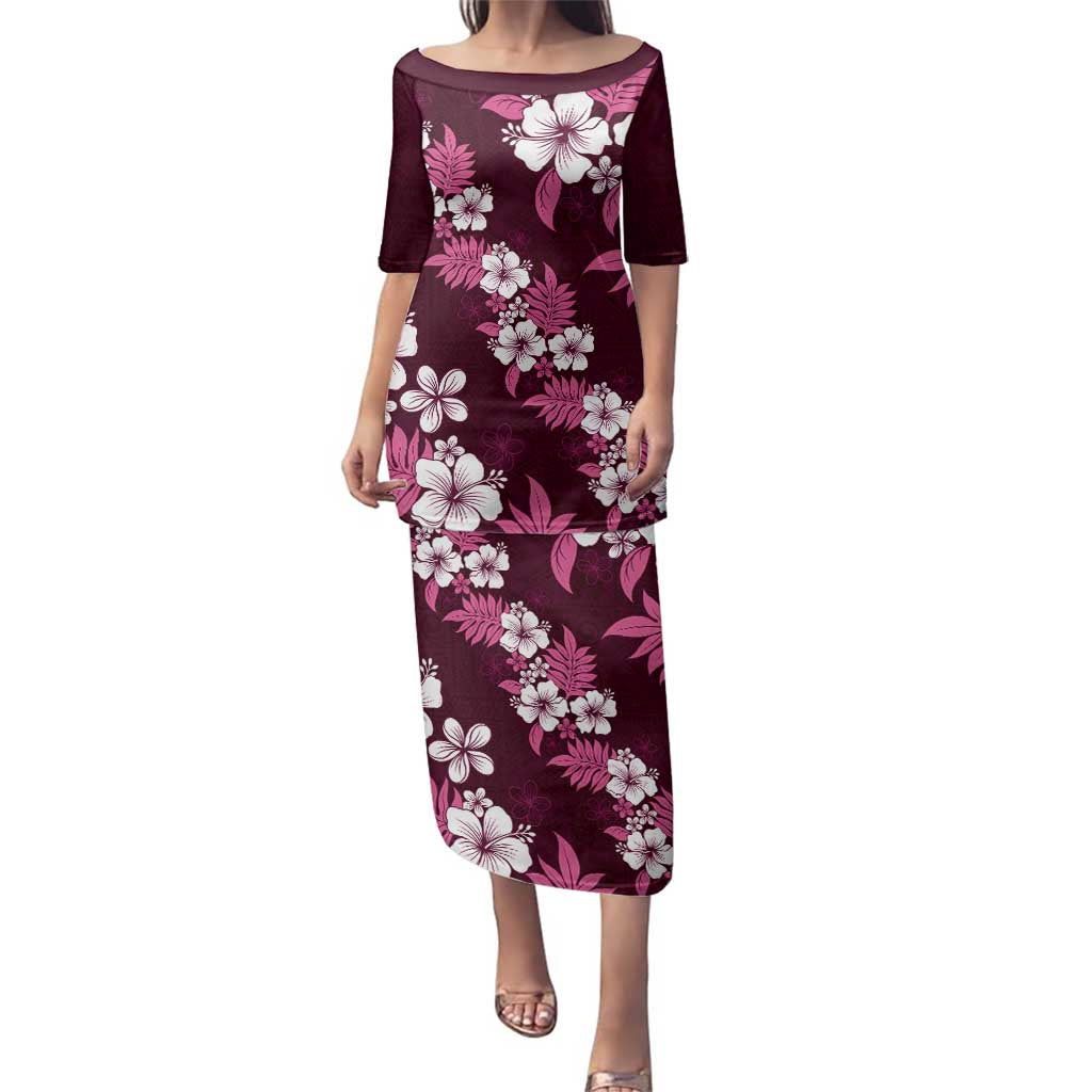 Hawaiian Hibiscus Tribal Floral Pink Family Matching Puletasi and Hawaiian Shirt Polynesian Tapa Pattern - Polynesian Pride