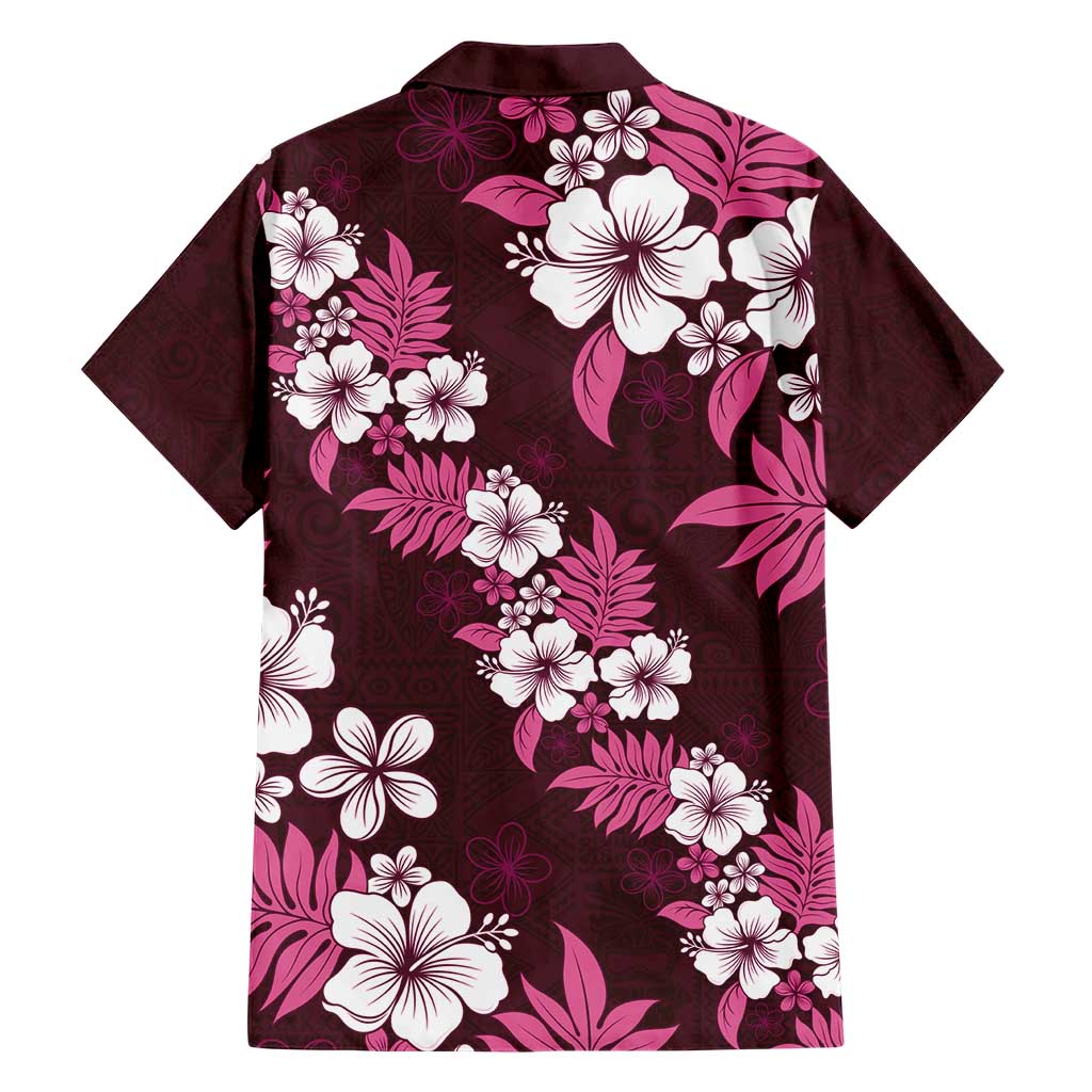 Hawaiian Hibiscus Tribal Floral Pink Hawaiian Shirt Polynesian Tapa Pattern - Polynesian Pride