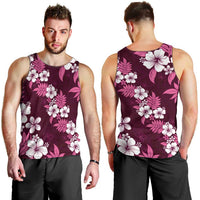 Hawaiian Hibiscus Tribal Floral Pink Men Tank Top Polynesian Tapa Pattern - Polynesian Pride