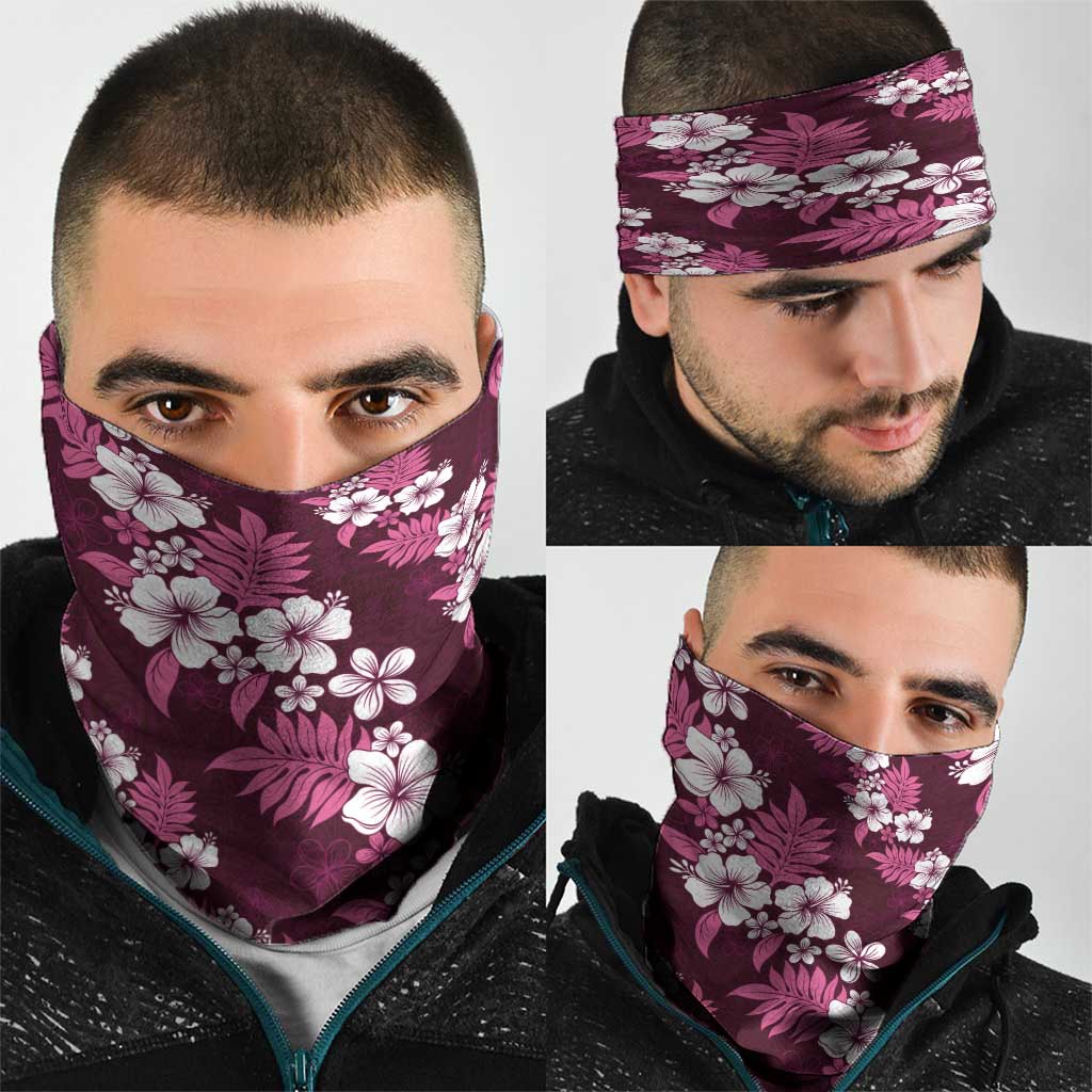 Hawaiian Hibiscus Tribal Floral Pink Neck Gaiter Polynesian Tapa Pattern LT01 - Polynesian Pride