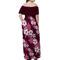 Hawaiian Hibiscus Tribal Floral Pink Off Shoulder Maxi Dress Polynesian Tapa Pattern - Polynesian Pride