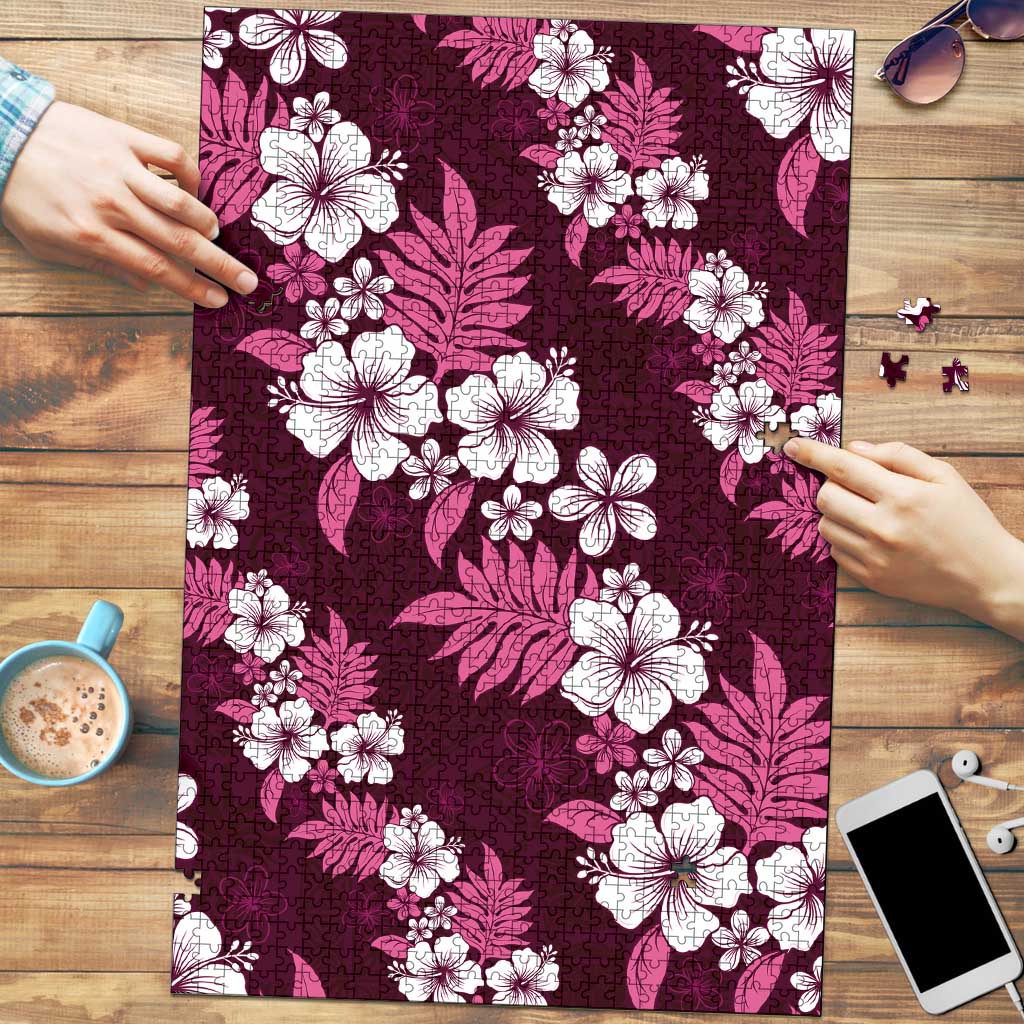 Hawaiian Hibiscus Tribal Floral Pink Puzzle Polynesian Tapa Pattern LT01 Pink - Polynesian Pride