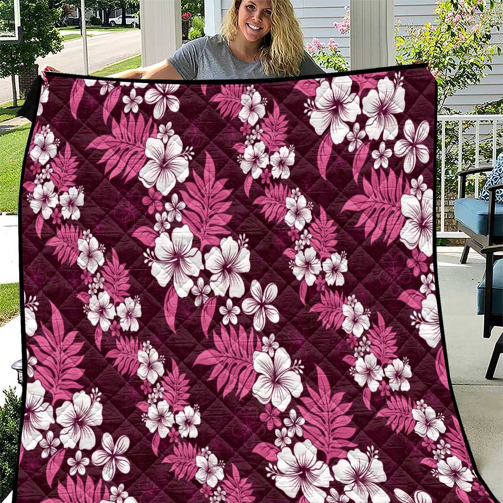 Hawaiian Hibiscus Tribal Floral Pink Quilt Polynesian Tapa Pattern - Polynesian Pride