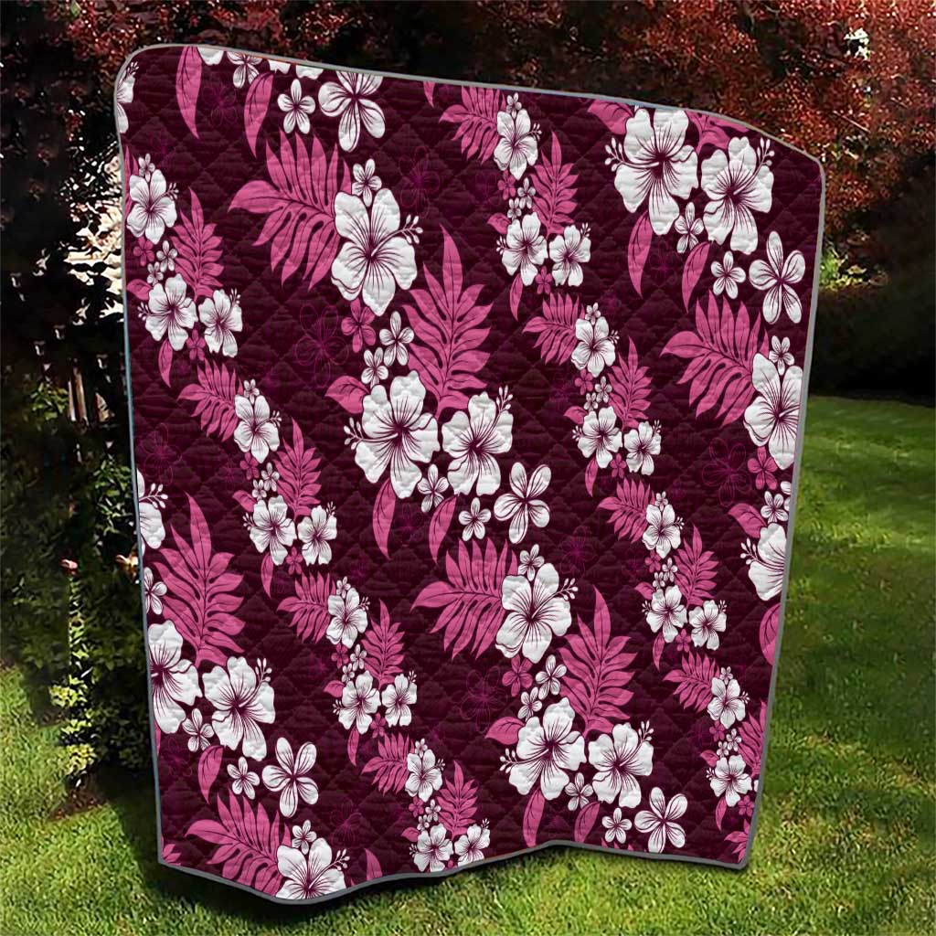Hawaiian Hibiscus Tribal Floral Pink Quilt Polynesian Tapa Pattern - Polynesian Pride