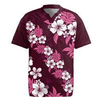 Hawaiian Hibiscus Tribal Floral Pink Rugby Jersey Polynesian Tapa Pattern - Polynesian Pride