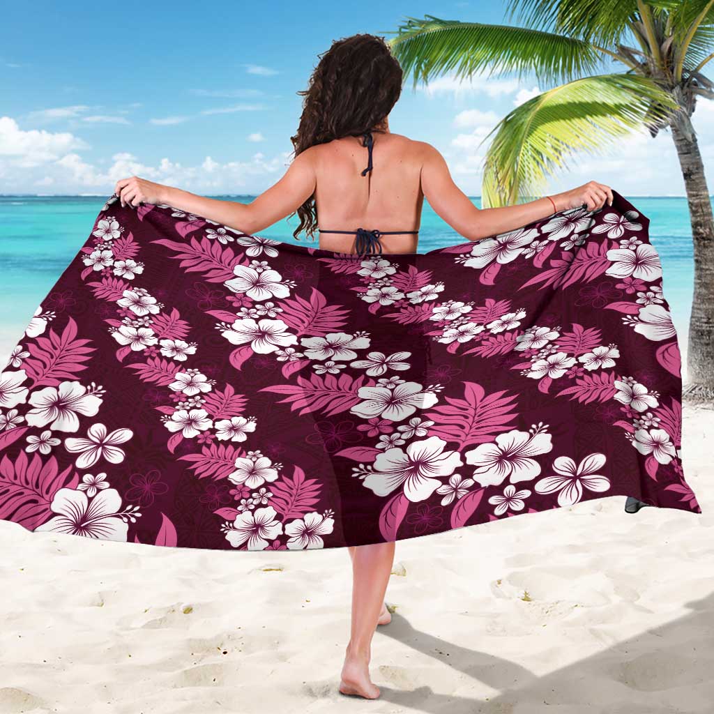 Hawaiian Hibiscus Tribal Floral Pink Sarong Polynesian Tapa Pattern - Polynesian Pride