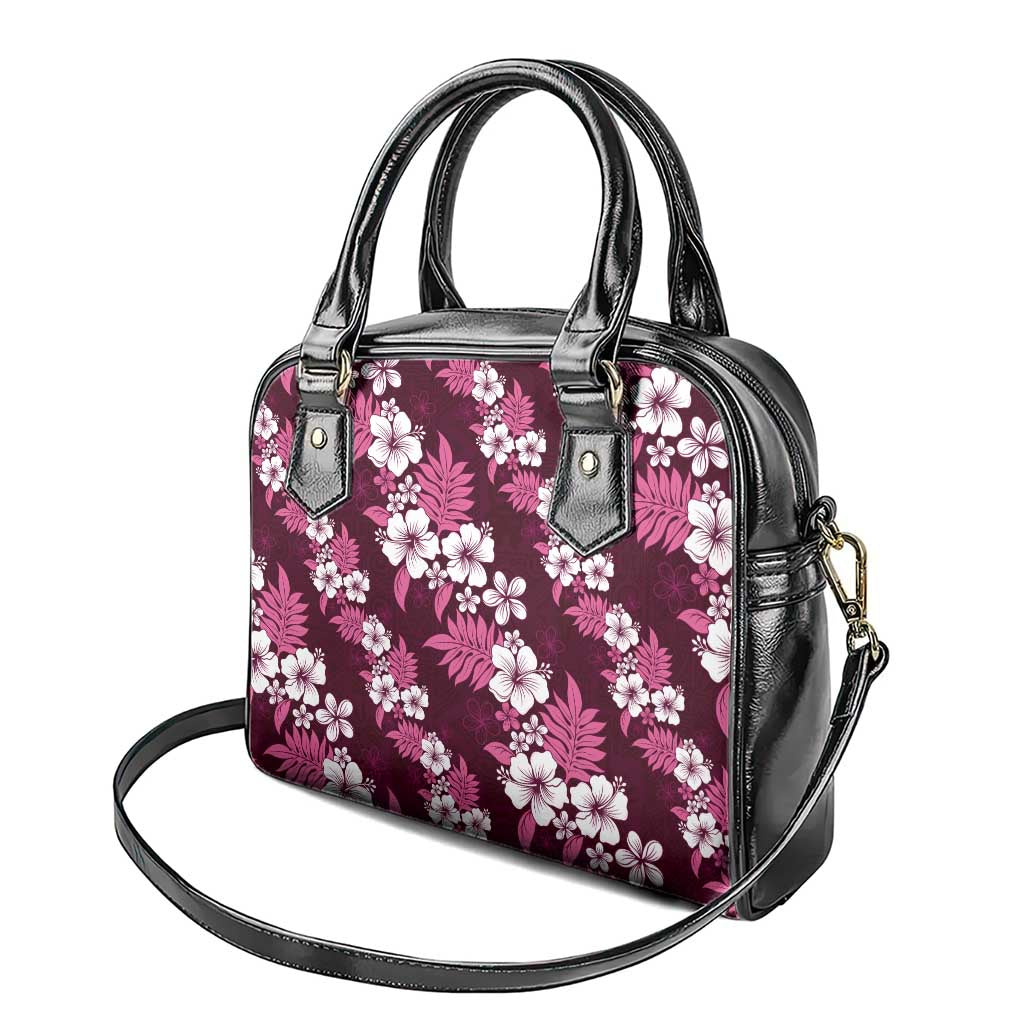 Hawaiian Hibiscus Tribal Floral Pink Shoulder Handbag Polynesian Tapa Pattern - Polynesian Pride
