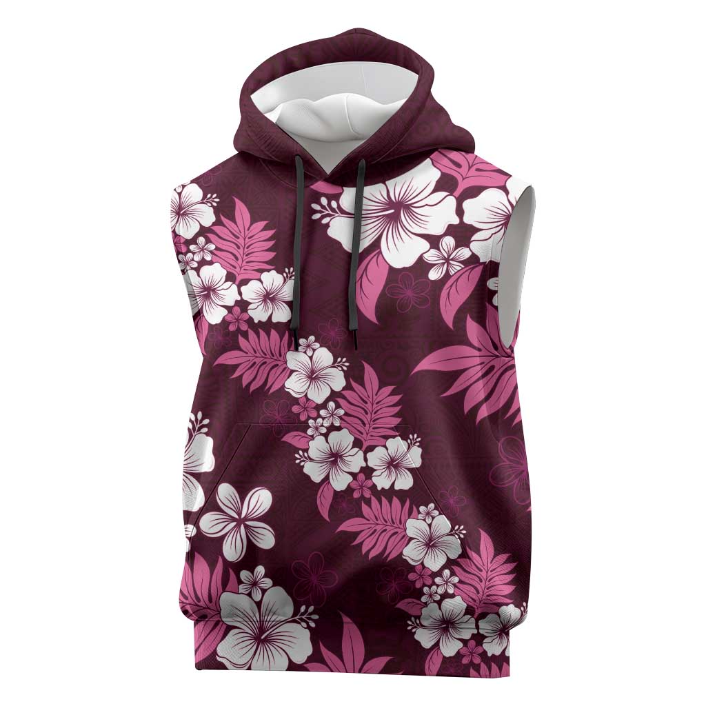 Hawaiian Hibiscus Tribal Floral Pink Sleeveless Hoodie Polynesian Tapa Pattern LT01 Pink - Polynesian Pride