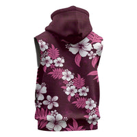 Hawaiian Hibiscus Tribal Floral Pink Sleeveless Zip Hoodie Polynesian Tapa Pattern - Polynesian Pride