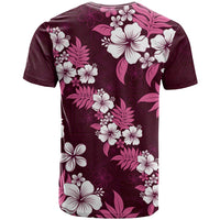 Hawaiian Hibiscus Tribal Floral Pink T Shirt Polynesian Tapa Pattern - Polynesian Pride