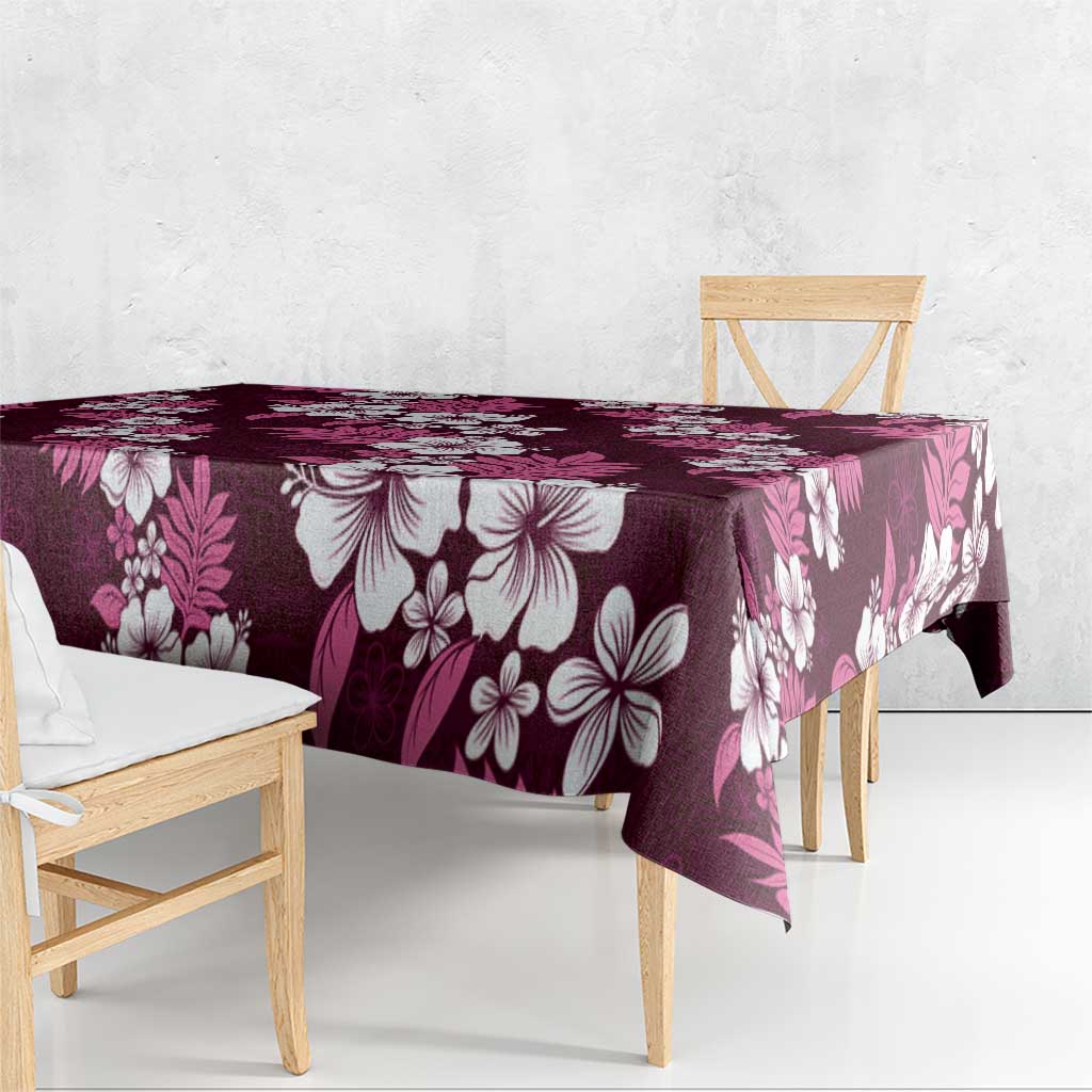 Hawaiian Hibiscus Tribal Floral Pink Tablecloth Polynesian Tapa Pattern - Polynesian Pride