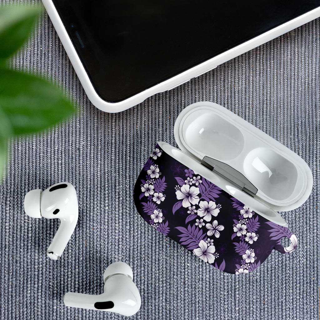 Hawaiian Hibiscus Tribal Floral Purple AirPods Case Polynesian Tapa Pattern - Polynesian Pride