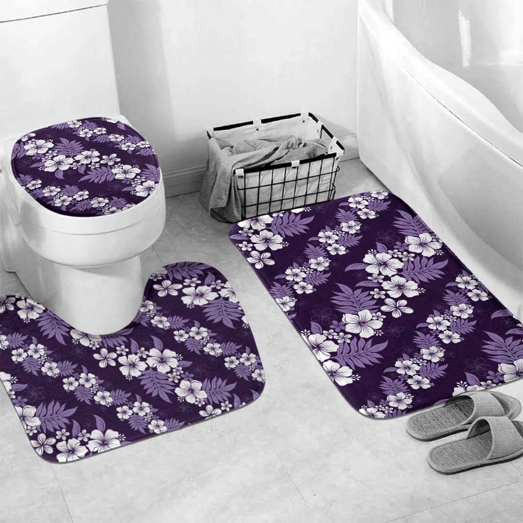 Hawaiian Hibiscus Tribal Floral Purple Bathroom Set Polynesian Tapa Pattern - Polynesian Pride