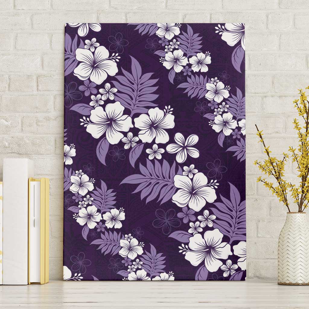Hawaiian Hibiscus Tribal Floral Purple Canvas Wall Art Polynesian Tapa Pattern - Polynesian Pride