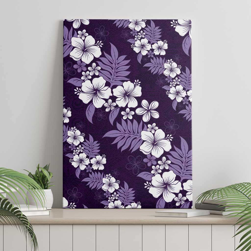 Hawaiian Hibiscus Tribal Floral Purple Canvas Wall Art Polynesian Tapa Pattern - Polynesian Pride