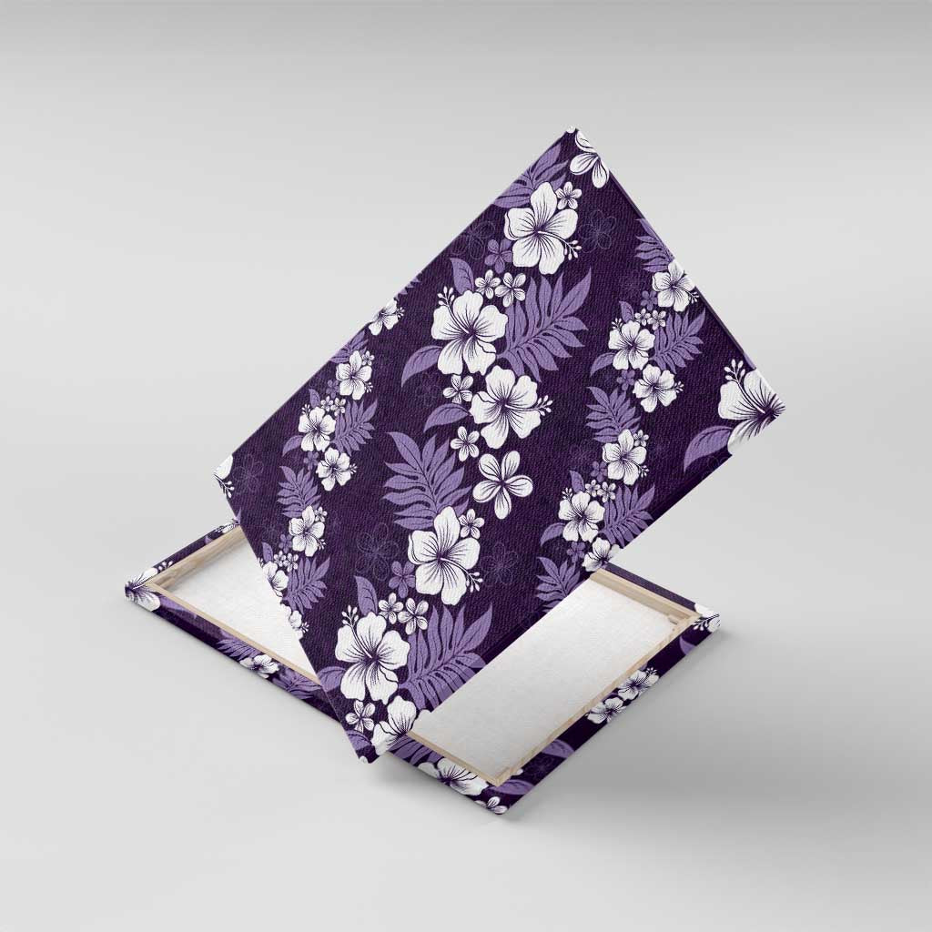 Hawaiian Hibiscus Tribal Floral Purple Canvas Wall Art Polynesian Tapa Pattern - Polynesian Pride
