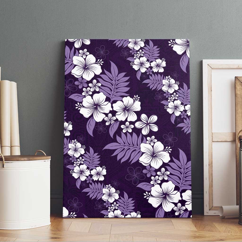 Hawaiian Hibiscus Tribal Floral Purple Canvas Wall Art Polynesian Tapa Pattern - Polynesian Pride