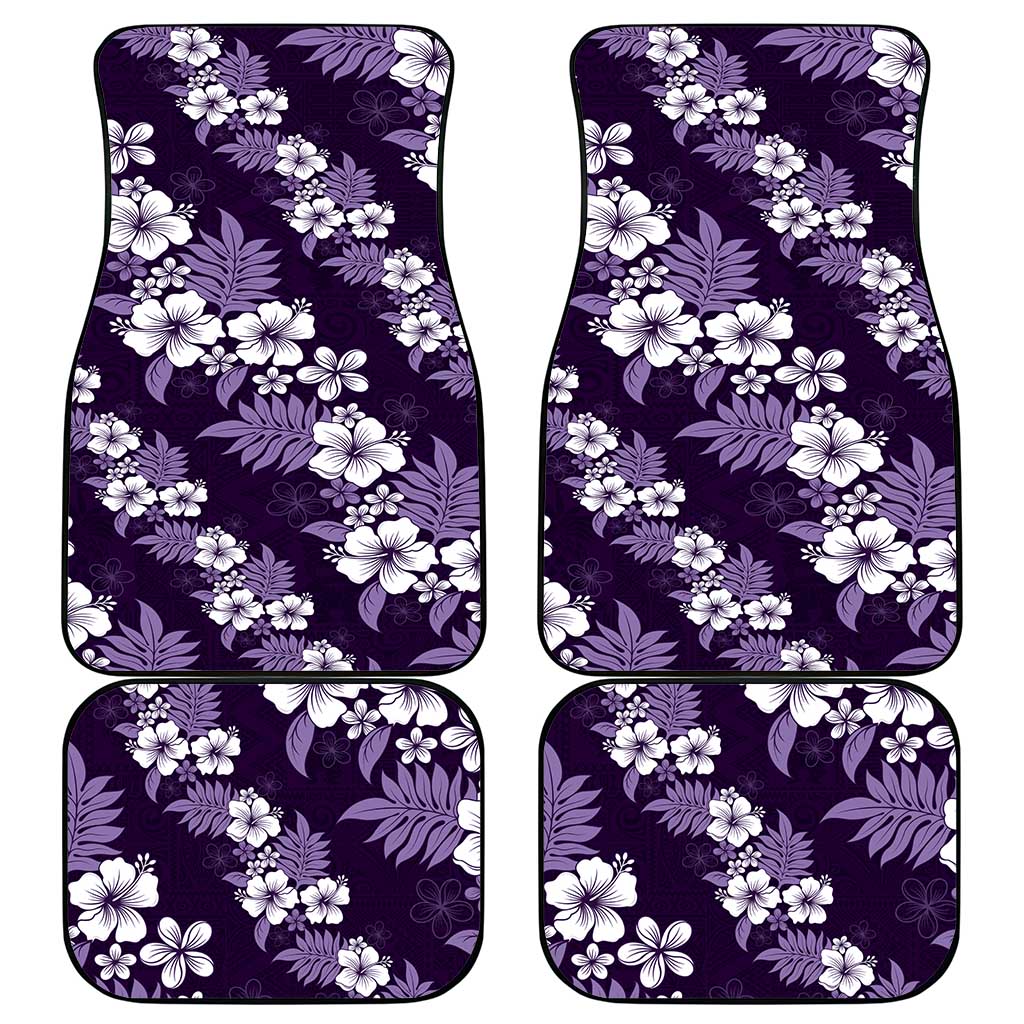 Hawaiian Hibiscus Tribal Floral Purple Car Mats Polynesian Tapa Pattern - Polynesian Pride