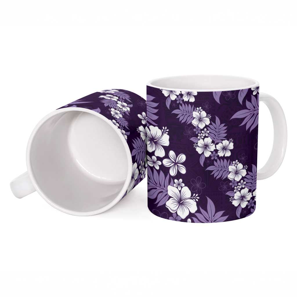 Hawaiian Hibiscus Tribal Floral Purple Ceramic Mug Polynesian Tapa Pattern LT01 - Polynesian Pride