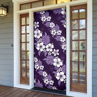 Hawaiian Hibiscus Tribal Floral Purple Door Cover Polynesian Tapa Pattern - Polynesian Pride