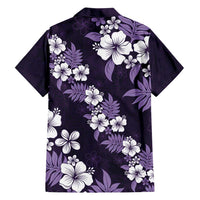 Hawaiian Hibiscus Tribal Floral Purple Family Matching Off Shoulder Maxi Dress and Hawaiian Shirt Polynesian Tapa Pattern - Polynesian Pride