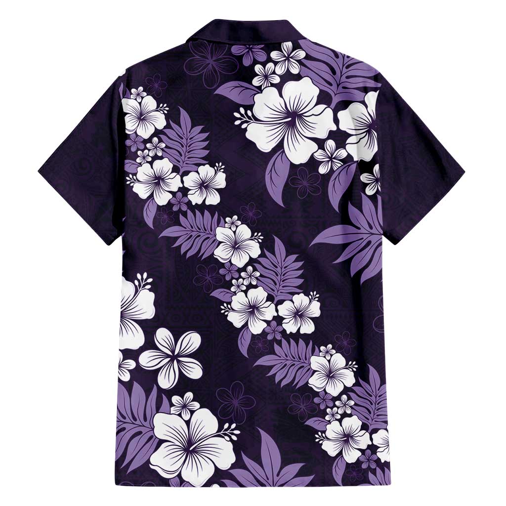 Hawaiian Hibiscus Tribal Floral Purple Hawaiian Shirt Polynesian Tapa Pattern - Polynesian Pride