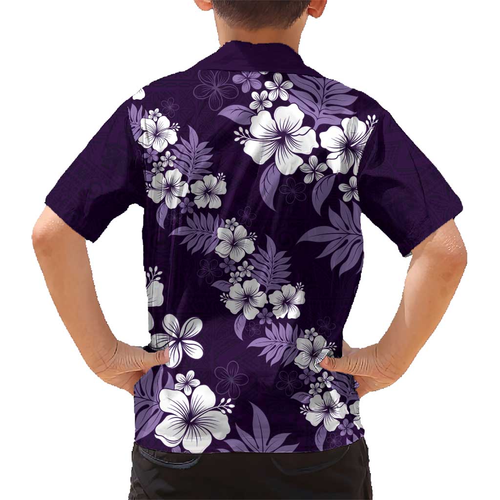 Hawaiian Hibiscus Tribal Floral Purple Hawaiian Shirt Polynesian Tapa Pattern - Polynesian Pride