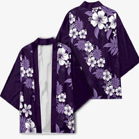 Hawaiian Hibiscus Tribal Floral Purple Kimono Polynesian Tapa Pattern - Polynesian Pride