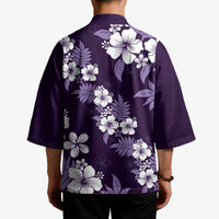 Hawaiian Hibiscus Tribal Floral Purple Kimono Polynesian Tapa Pattern - Polynesian Pride