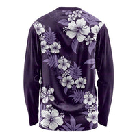 Hawaiian Hibiscus Tribal Floral Purple Long Sleeve Shirt Polynesian Tapa Pattern LT01 - Polynesian Pride