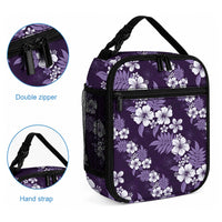 Hawaiian Hibiscus Tribal Floral Purple Lunch Bag Polynesian Tapa Pattern