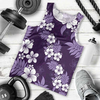 Hawaiian Hibiscus Tribal Floral Purple Men Tank Top Polynesian Tapa Pattern - Polynesian Pride