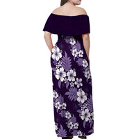 Hawaiian Hibiscus Tribal Floral Purple Off Shoulder Maxi Dress Polynesian Tapa Pattern - Polynesian Pride