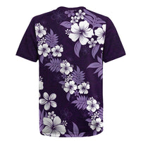Hawaiian Hibiscus Tribal Floral Purple Rugby Jersey Polynesian Tapa Pattern - Polynesian Pride