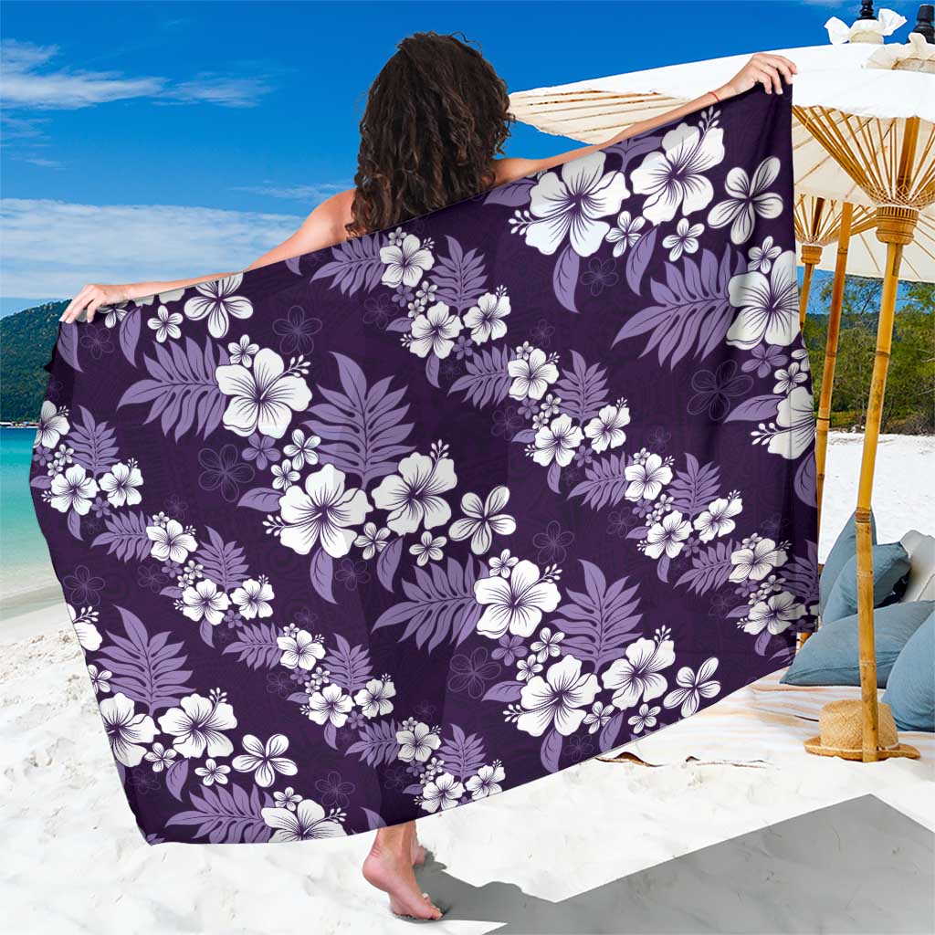 Hawaiian Hibiscus Tribal Floral Purple Sarong Polynesian Tapa Pattern - Polynesian Pride