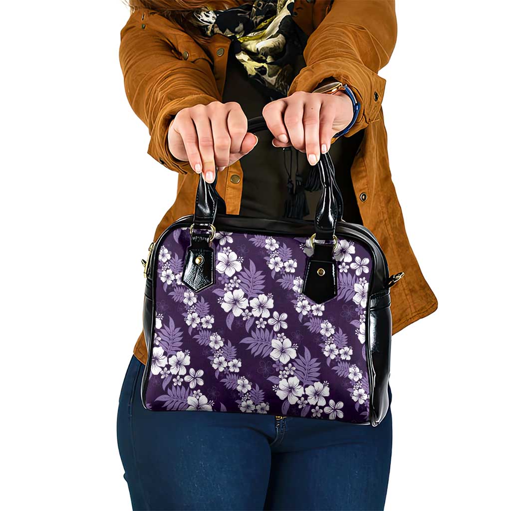Hawaiian Hibiscus Tribal Floral Purple Shoulder Handbag Polynesian Tapa Pattern - Polynesian Pride