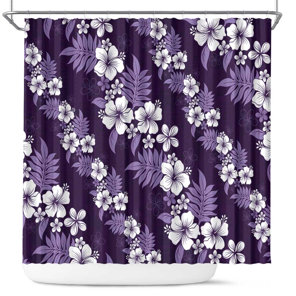 Hawaiian Hibiscus Tribal Floral Purple Shower Curtain Polynesian Tapa Pattern - Polynesian Pride