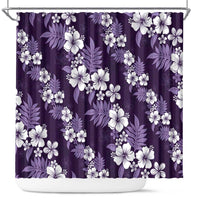 Hawaiian Hibiscus Tribal Floral Purple Shower Curtain Polynesian Tapa Pattern - Polynesian Pride