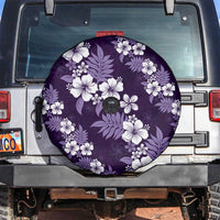 Hawaiian Hibiscus Tribal Floral Purple Spare Tire Cover Polynesian Tapa Pattern - Polynesian Pride