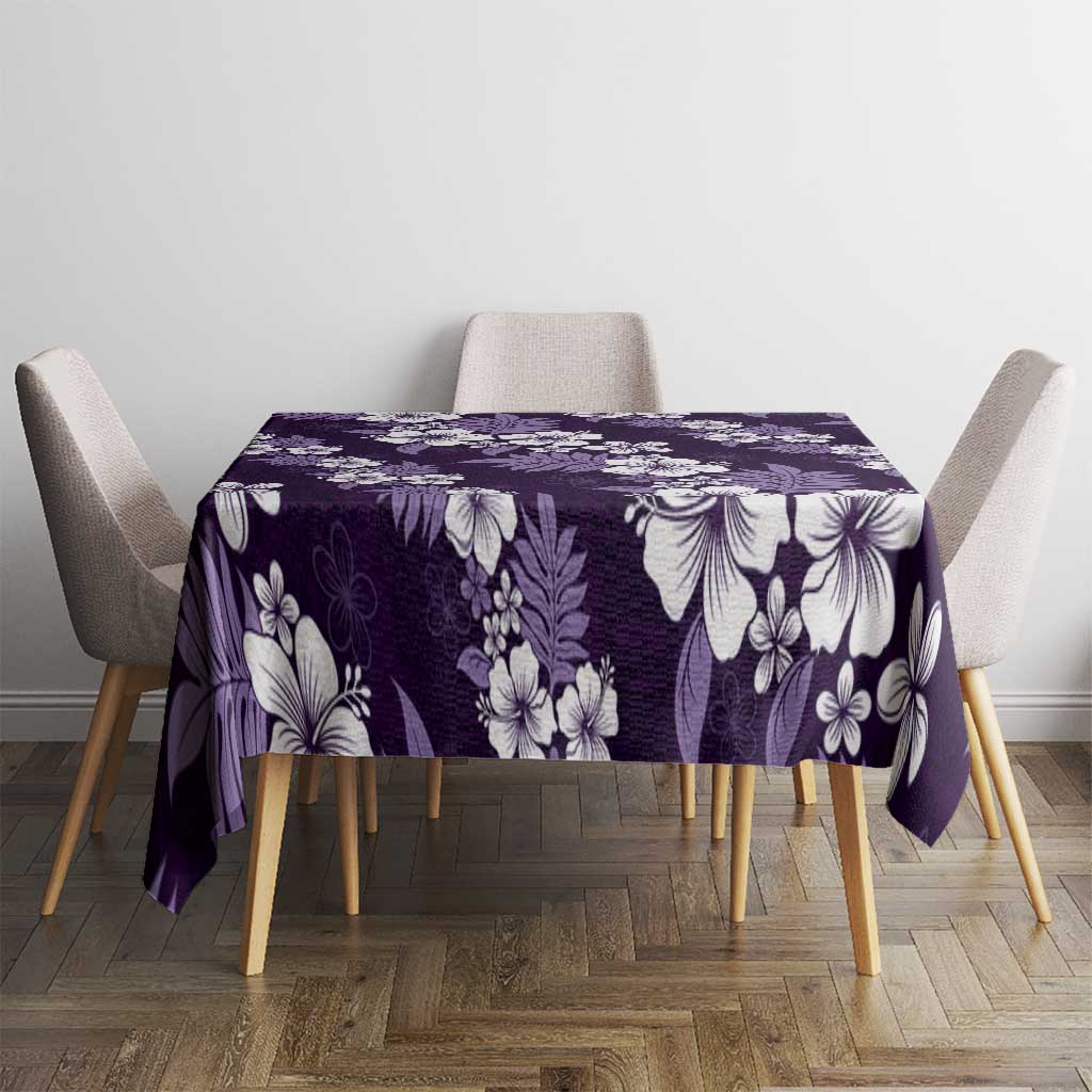 Hawaiian Hibiscus Tribal Floral Purple Tablecloth Polynesian Tapa Pattern - Polynesian Pride