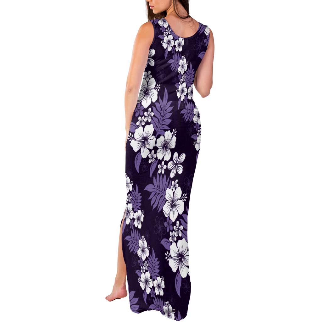 Hawaiian Hibiscus Tribal Floral Purple Tank Maxi Dress Polynesian Tapa Pattern - Polynesian Pride